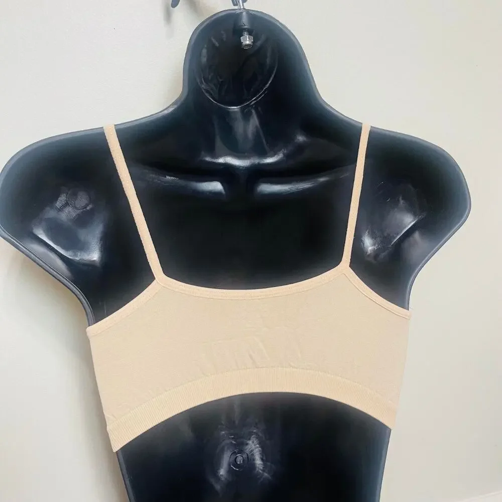 Youmita Seamless Bralette Criss-Cross Front, Free Size Fits S - L, Beige, PADDED